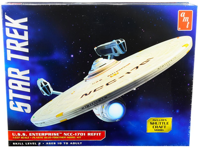 Skill 2 Model Kit U.S.S. Enterprise NCC-1701 Refit Starship "Star Trek" 1/537 Scale Model by AMT free shipping USA