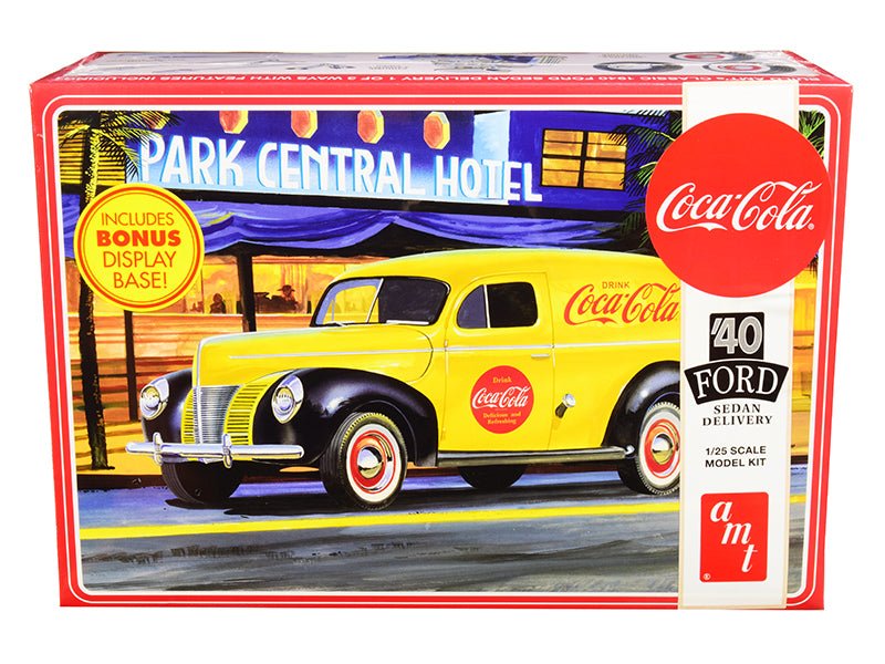 Skill 3 Model Kit 1940 Ford Sedan Delivery Van "Coca-Cola" with Display Base 1/25 Scale Model by AMT free shipping USA