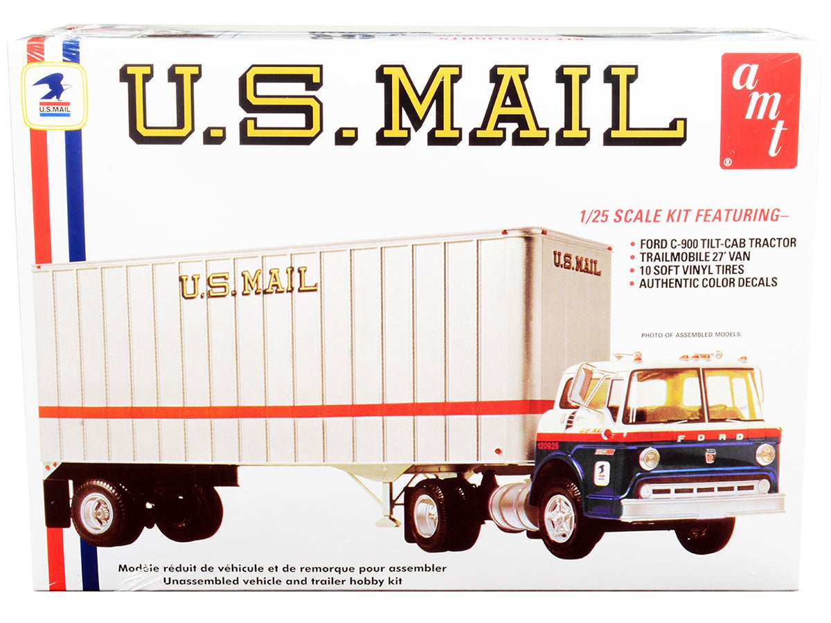 Skill 3 Model Kit Ford C900 Truck Tractor with Trailer "U.S. Mail" 1/25 Scale Model by AMT free shipping USA