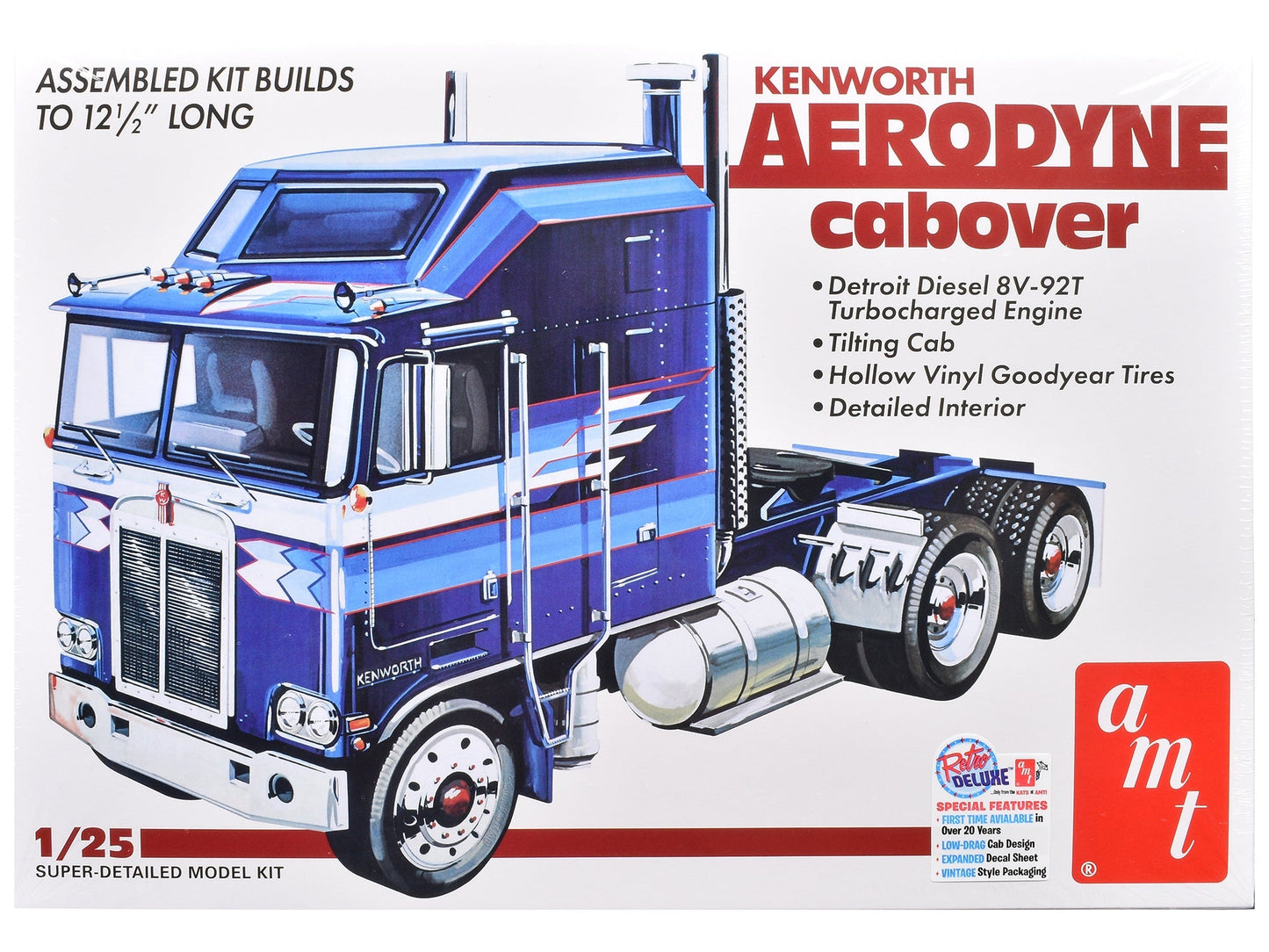 Skill 3 Model Kit Kenworth Aerodyne Cabover Truck Tractor 1/25 Scale Model by AMT free shipping USA