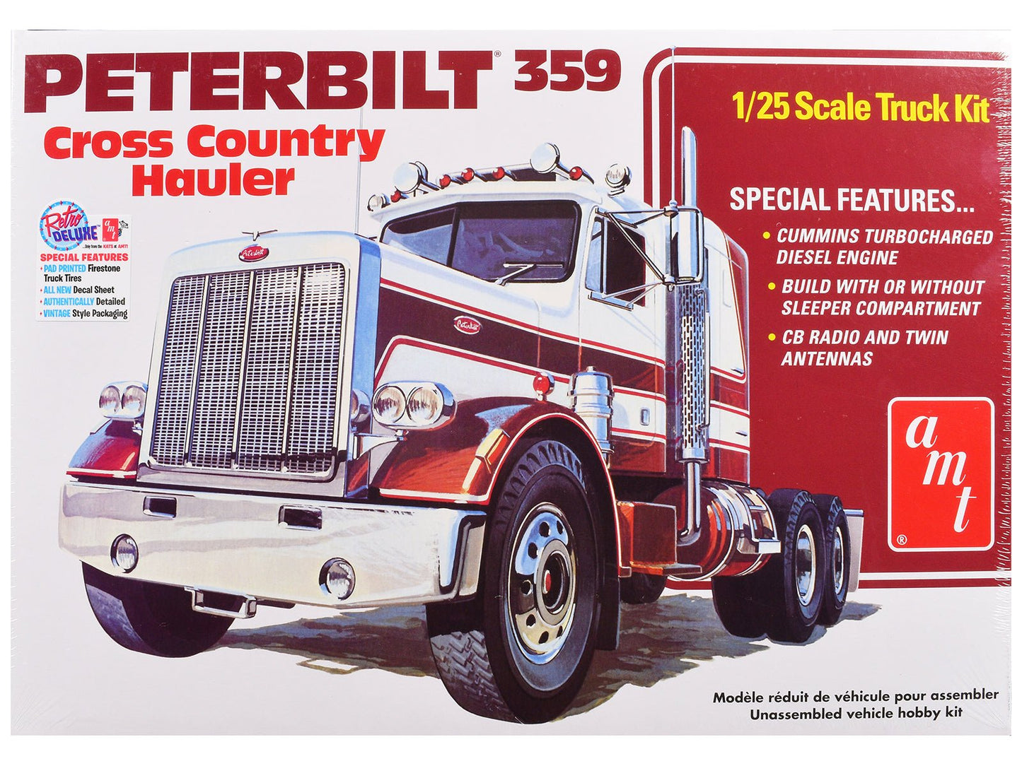 Skill 3 Model Kit Peterbilt 359 "Cross Country Hauler" 1/25 Scale Model by AMT free shipping USA