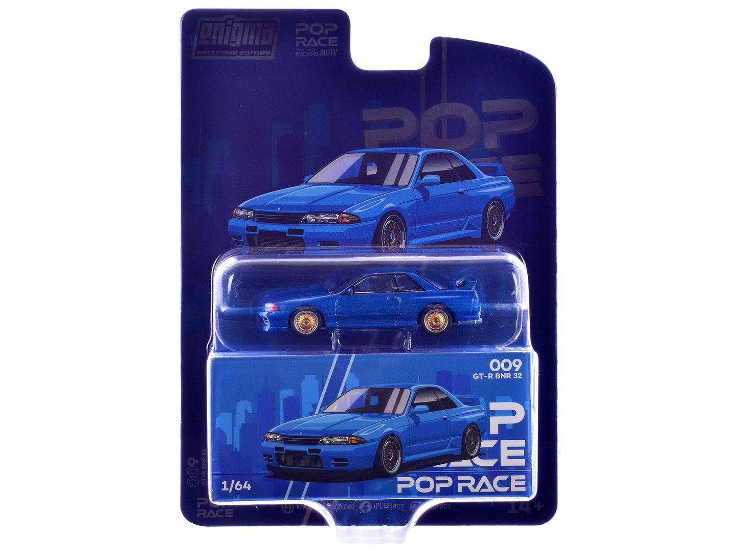 Skyline GT-R BNR32 RHD (Right Hand Drive) Blue Metallic "Enigma Exclusive Edition" 1/64 Diecast Model Car by Pop Race free shipping USA