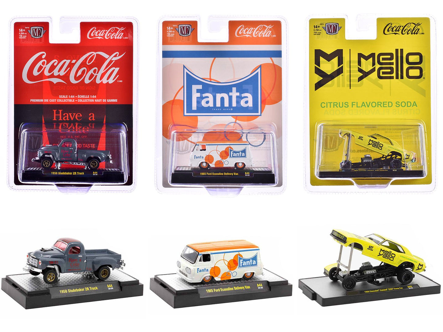 "Sodas" Set of 3 pieces Release 44 Limited Edition to 8250 pieces Worldwide 1/64 Diecast Model Cars by M2 Machines free shipping USA