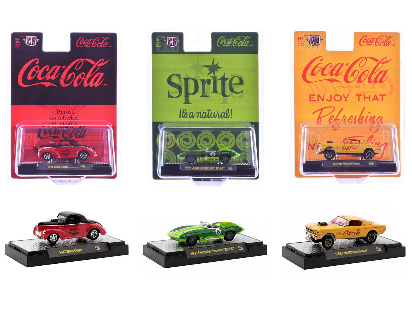 "Sodas" Set of 3 pieces Release 50 Limited Edition to 10000 pieces Worldwide 1/64 Diecast Model Cars by M2 Machines free shipping USA