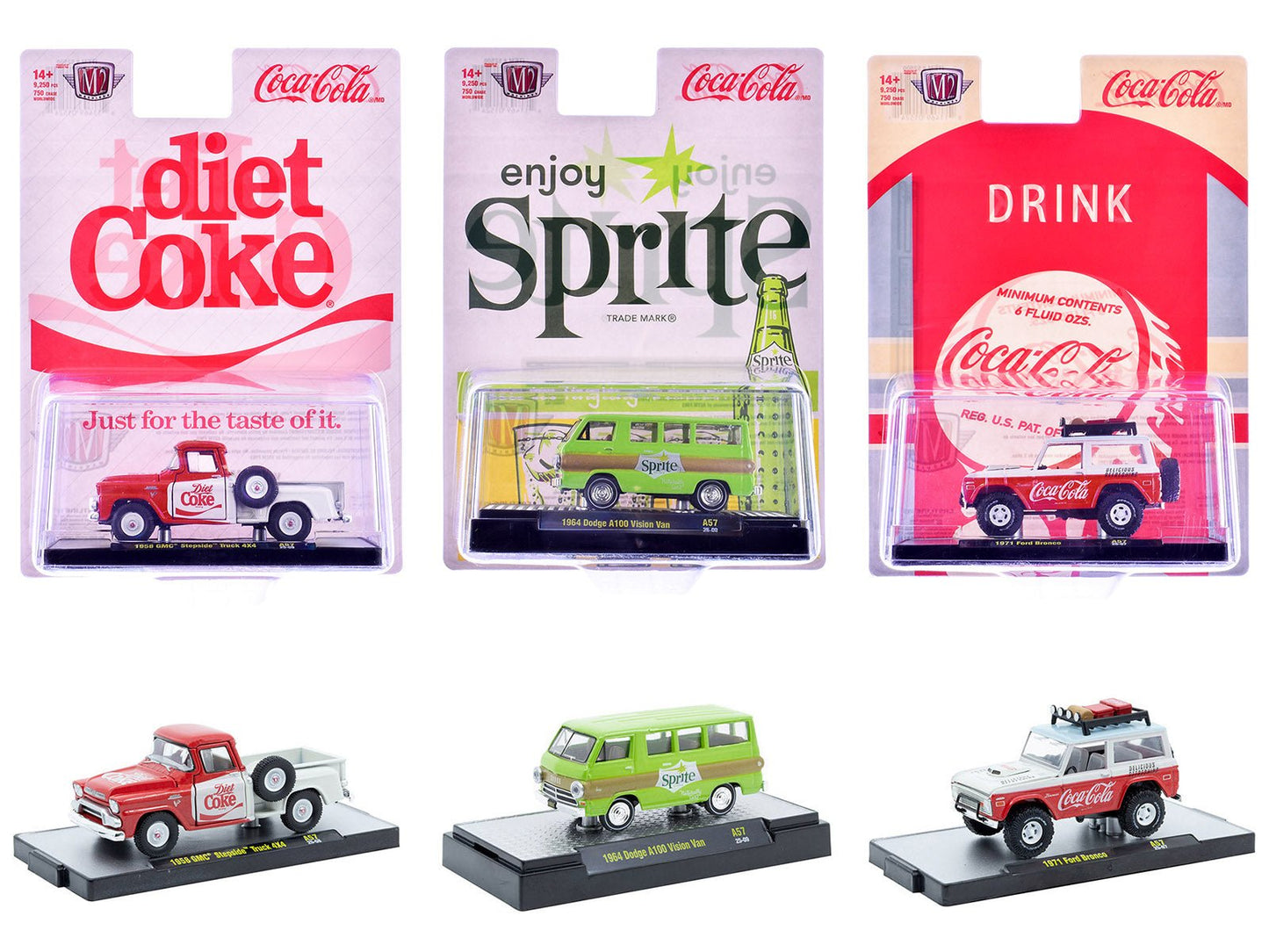 "Sodas" Set of 3 pieces Release 57 Limited Edition to 10000 pieces Worldwide 1/64 Diecast Model Cars by M2 Machines free shipping USA