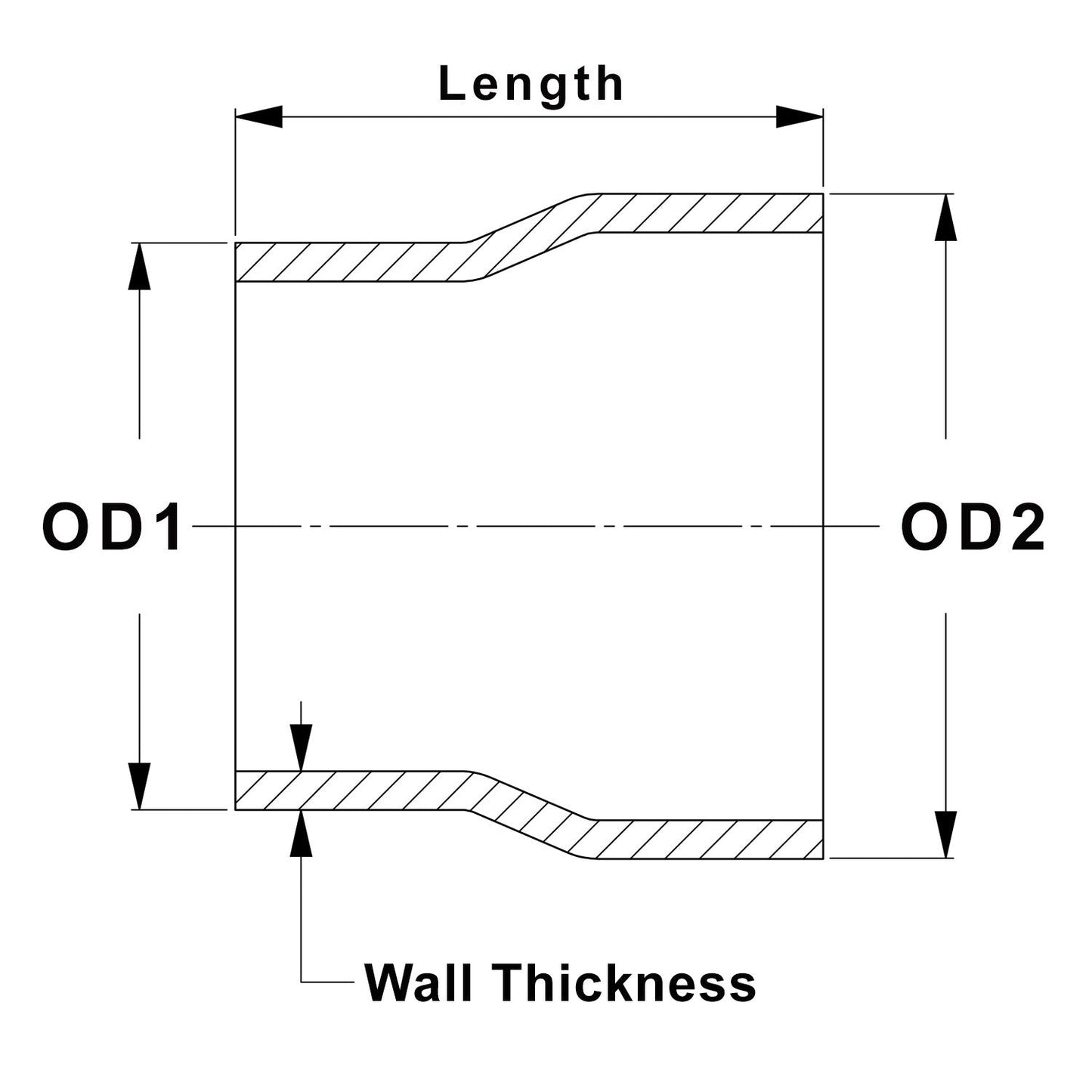 HPS Performance Products HPS 2-1/2" - 3" OD, 4" Long 6061 Aluminum Step Up Transition Joiner Reducer Tube Piping