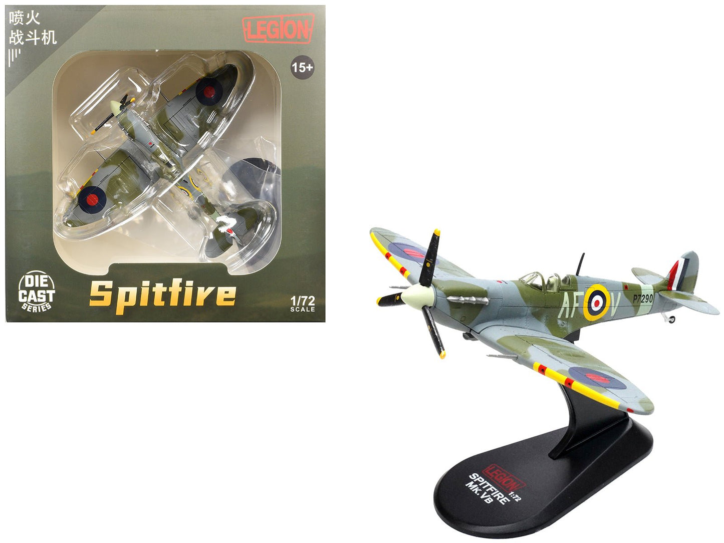 Supermarine Spitfire Mk IIa Fighter Aircraft "P7290 Air Fighting Development Unit RAF Duxford" (1942) Royal Air Force 1/72 Diecast Model by Legion free shipping USA