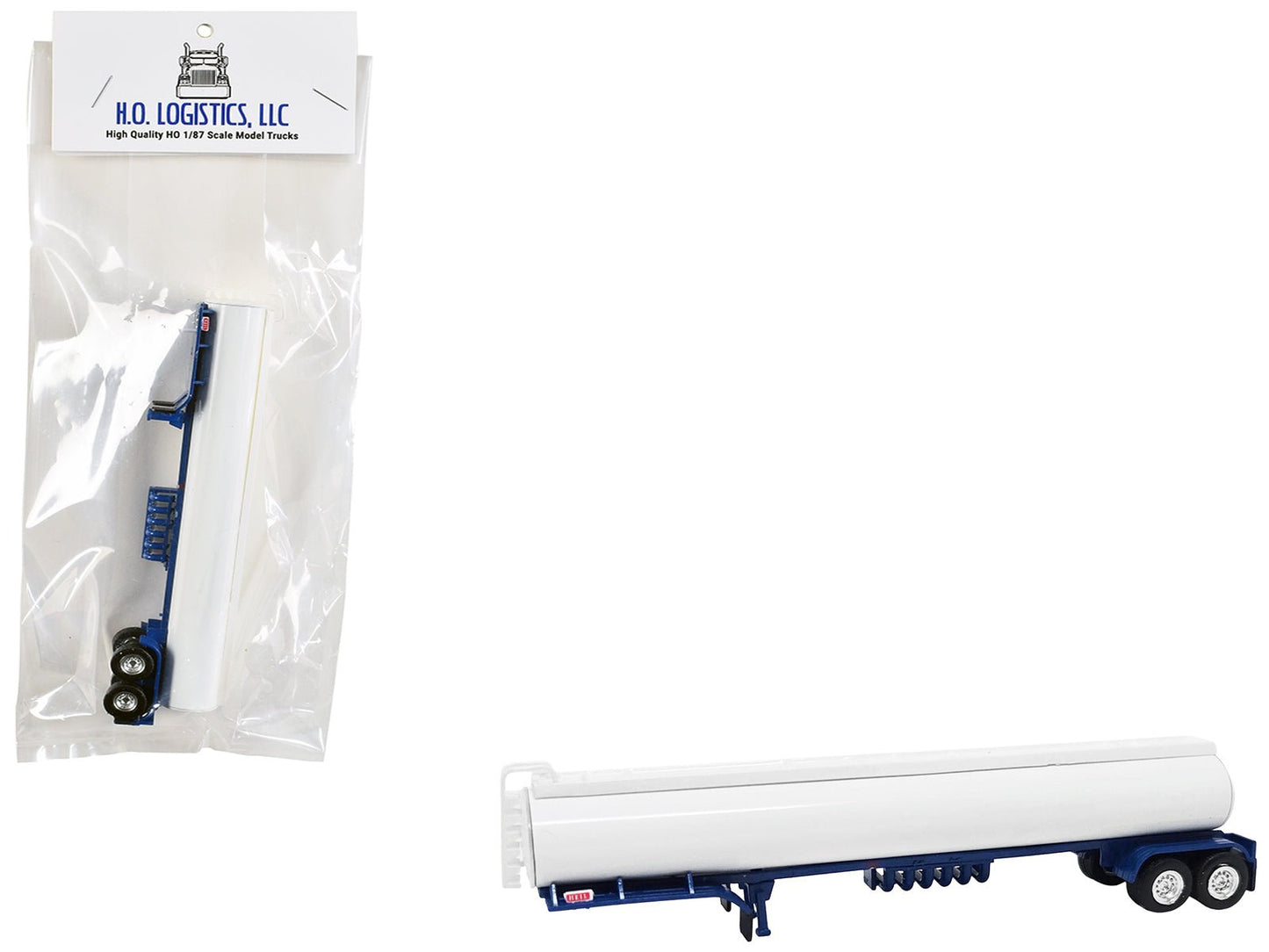 Tanker Trailer White and Blue 1/87 (HO) Scale Plastic Model by HO Logistics free shipping USA