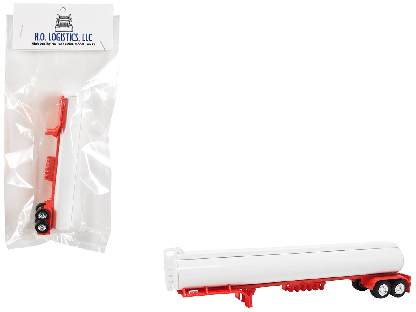 Tanker Trailer White and Red 1/87 (HO) Scale Plastic Model by HO Logistics free shipping USA