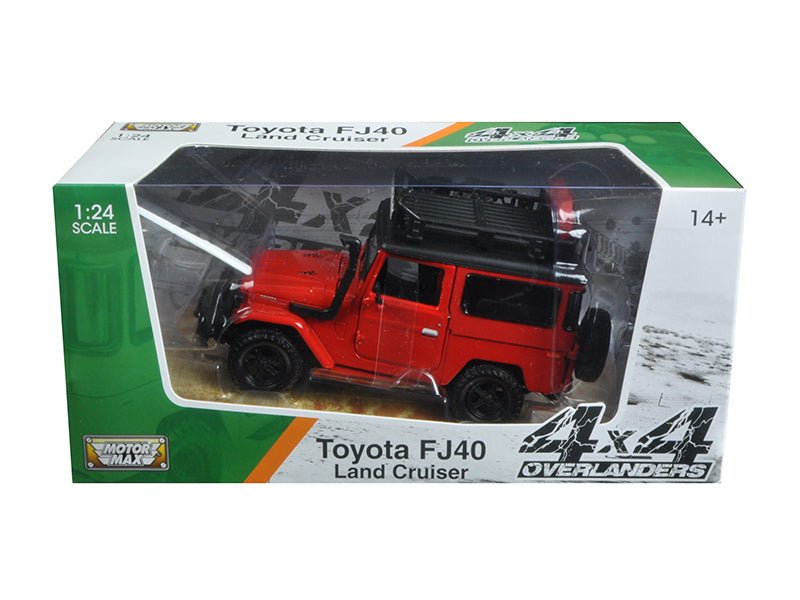 Toyota FJ40 Land Cruiser Red "4x4 Overlanders" Series 1/24 Diecast Model Car by Motormax free shipping USA
