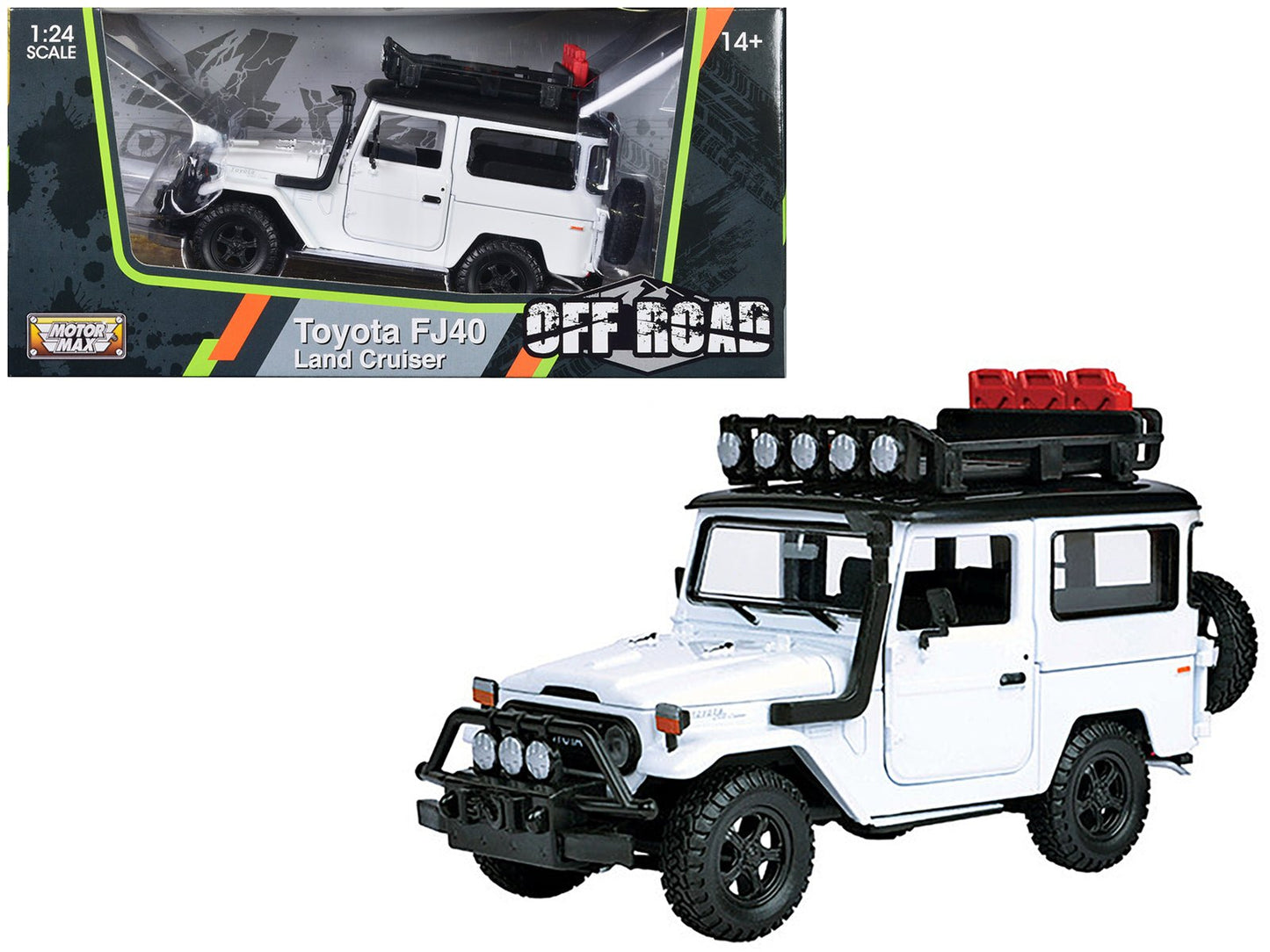Toyota FJ40 Land Cruiser White "4x4 Overlanders" Series 1/24 Diecast Model Car by Motormax free shipping USA