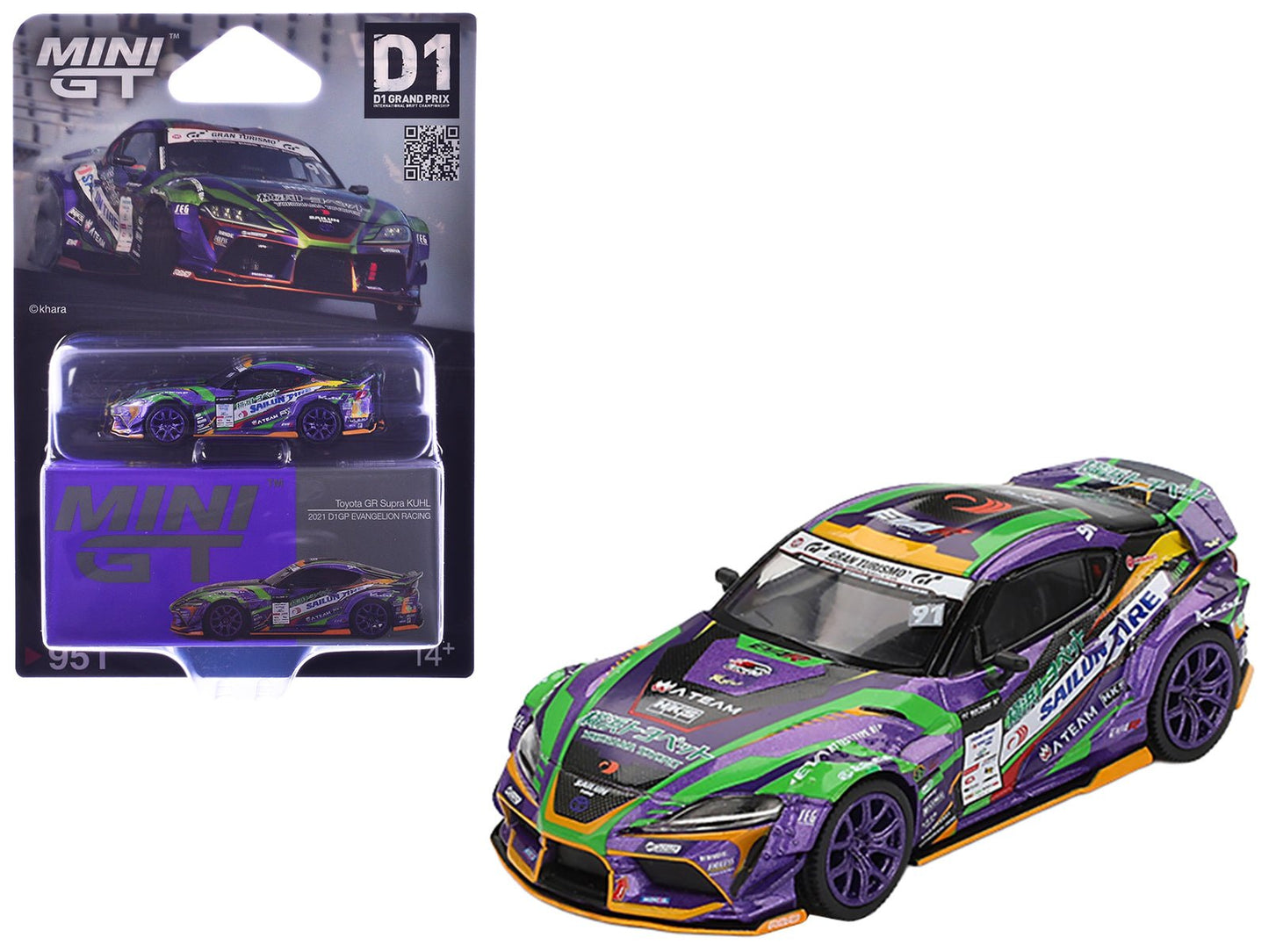 Toyota GR Supra KUHL RHD (Right Hand Drive) #91 Shingo Hatanaka "Evangelion Racing" "D1 Grand Prix" (2021) Limited Edition 1/64 Diecast Model Car by Mini GT free shipping USA