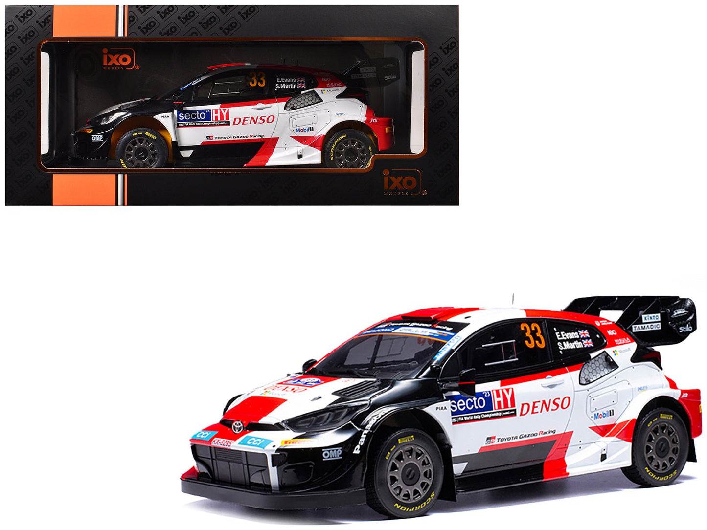 Toyota GR Yaris Rally1 Hybrid #33 Elfyn Evans - Scott Martin Winner "Rally Finland" (2023) 1/18 Diecast Model Car by IXO Models free shipping USA