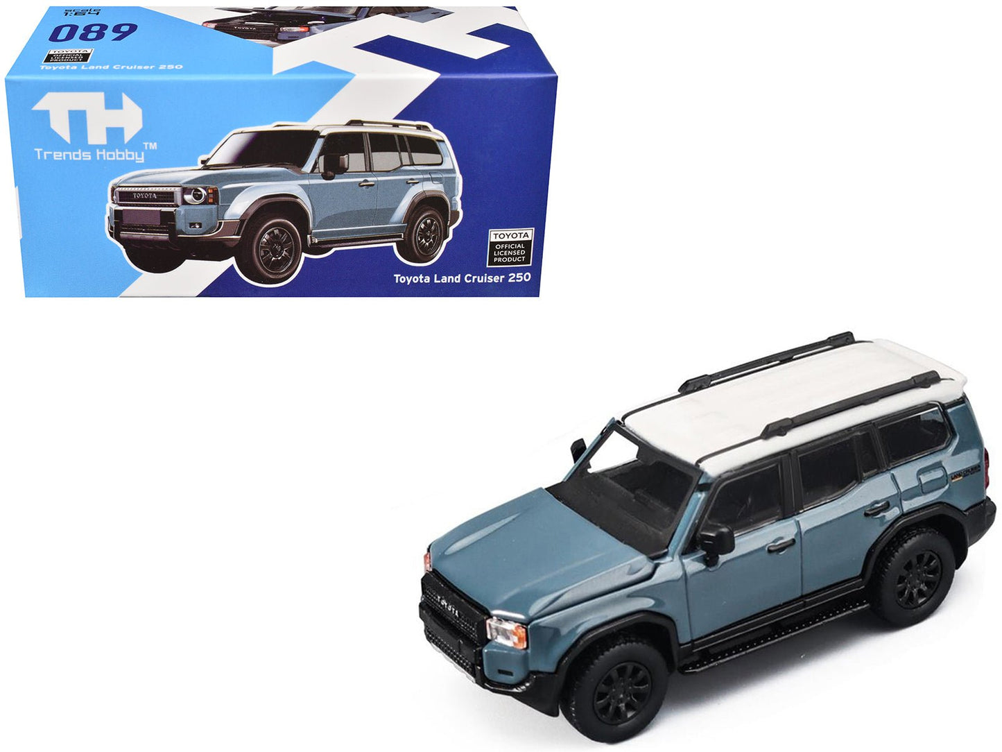 Toyota Land Cruiser 250 Blue with White Top 1/64 Diecast Model Car by Trends Hobby free shipping USA