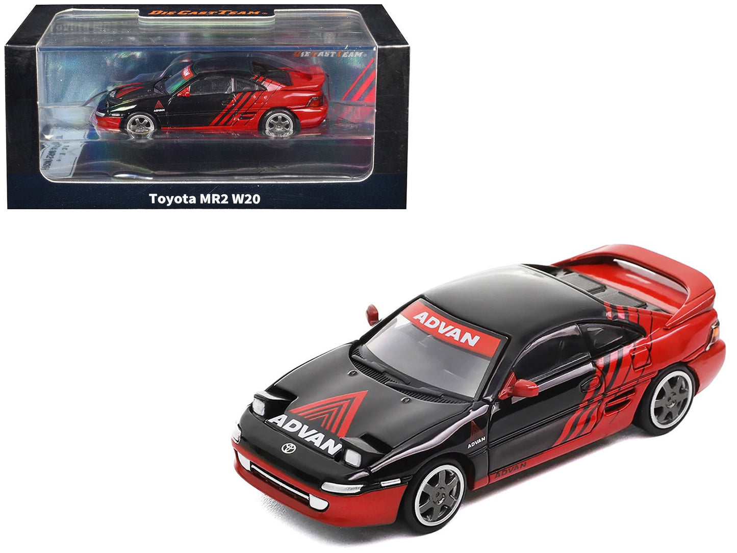 Toyota MR2 W20 RHD (Right Hand Drive) "Advan" Black and Red 1/64 Diecast Model Car by Die Cast Team free shipping USA
