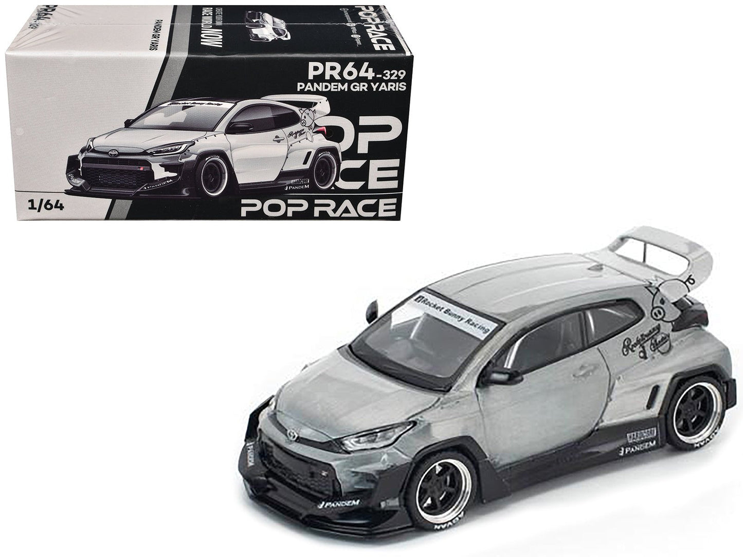 Toyota "Pandem" GR Yaris RHD (Right Hand Drive) Raw Metal 1/64 Diecast Model Car by Pop Race free shipping USA