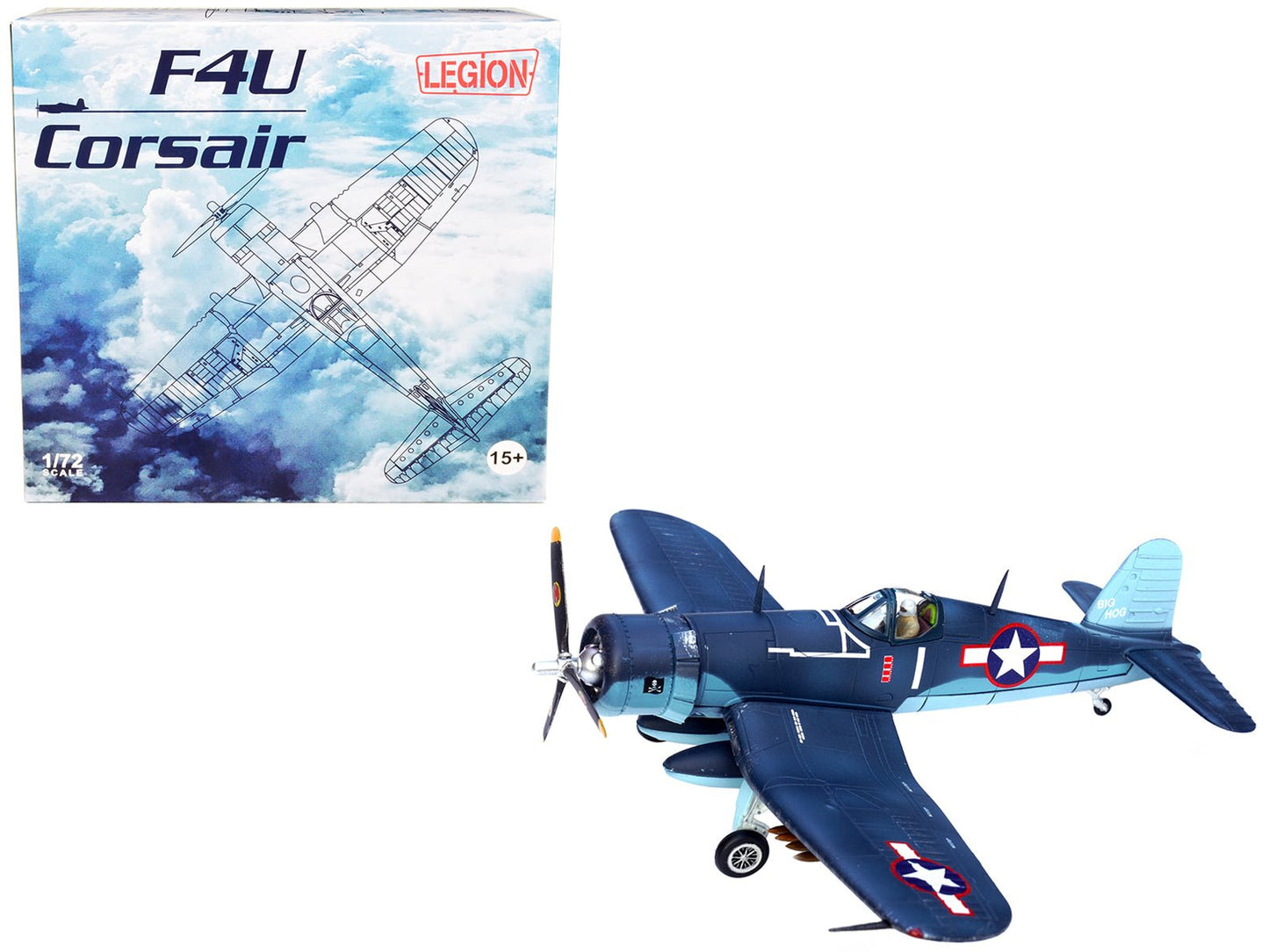 Vought F4U-1A Corsair Fighter Plane "Big Hog" VF-17 "Jolly Rogers" Captain Tommy Blackburn US Navy (1943) 1/72 Diecast Airplane Model by Legion free shipping USA