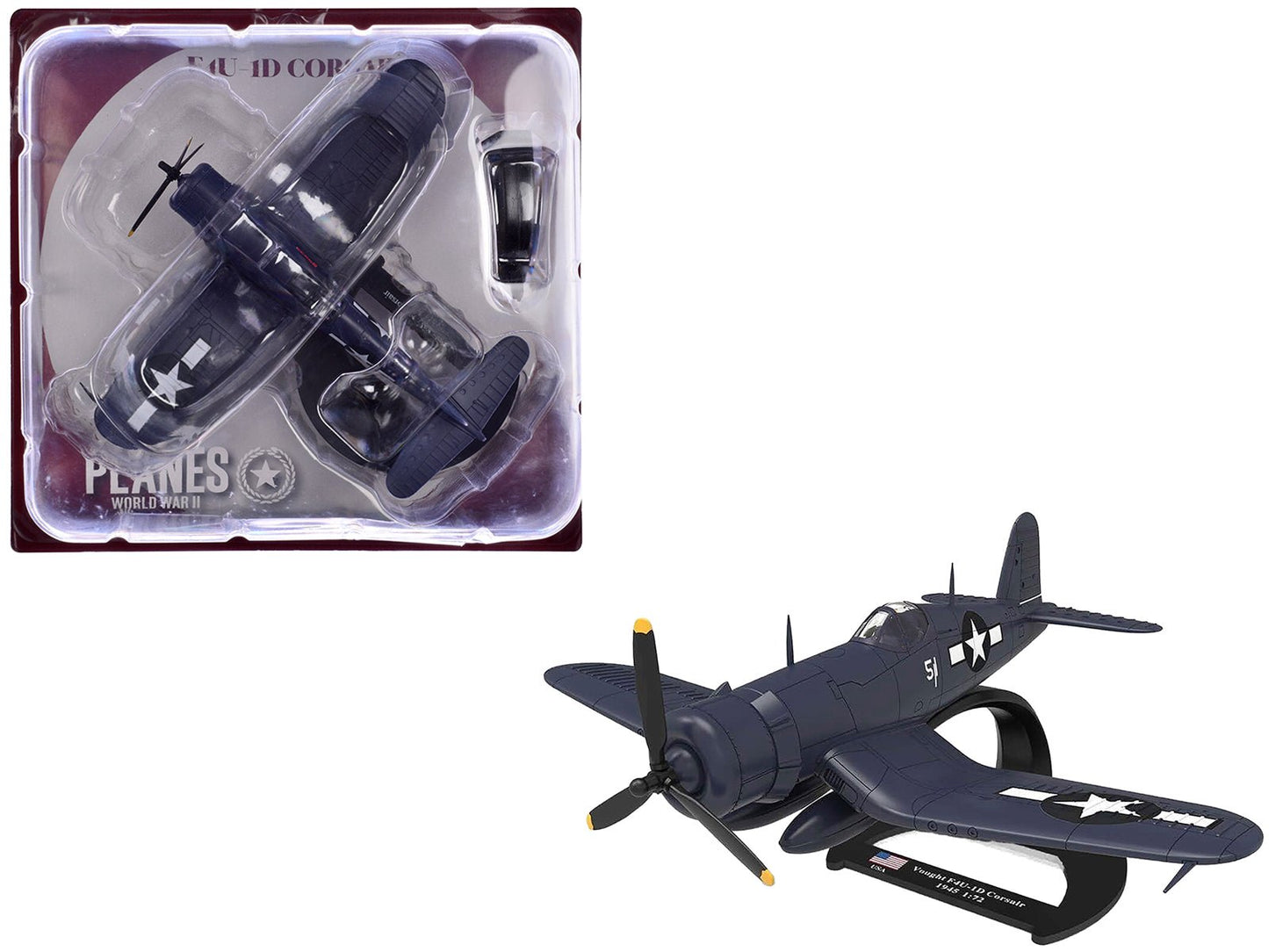 Vought F4U-1D Corsair Fighter Aircraft "Robert Wade VMF-323 Death Rattlers Yontan Airfield Okinawa" (1945) United States Marine Corps "Planes of World War II" Series 1/72 Diecast Model Airplane by Luppa free shipping USA
