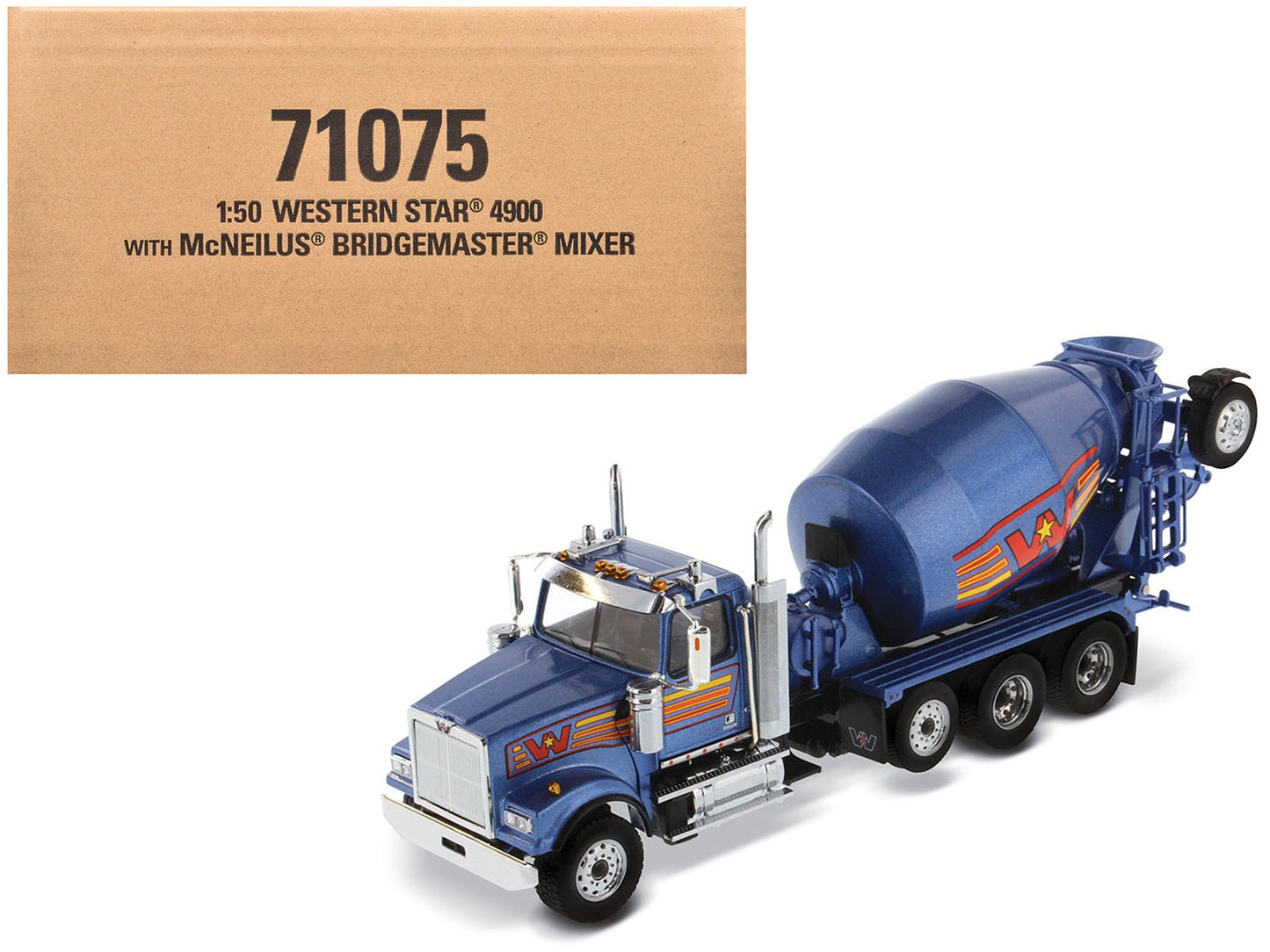 Western Star 4900 with Bridgemaster McNeilus Mixer Blue Metallic "Transport Series" 1/50 Diecast Model by Diecast Masters free shipping USA