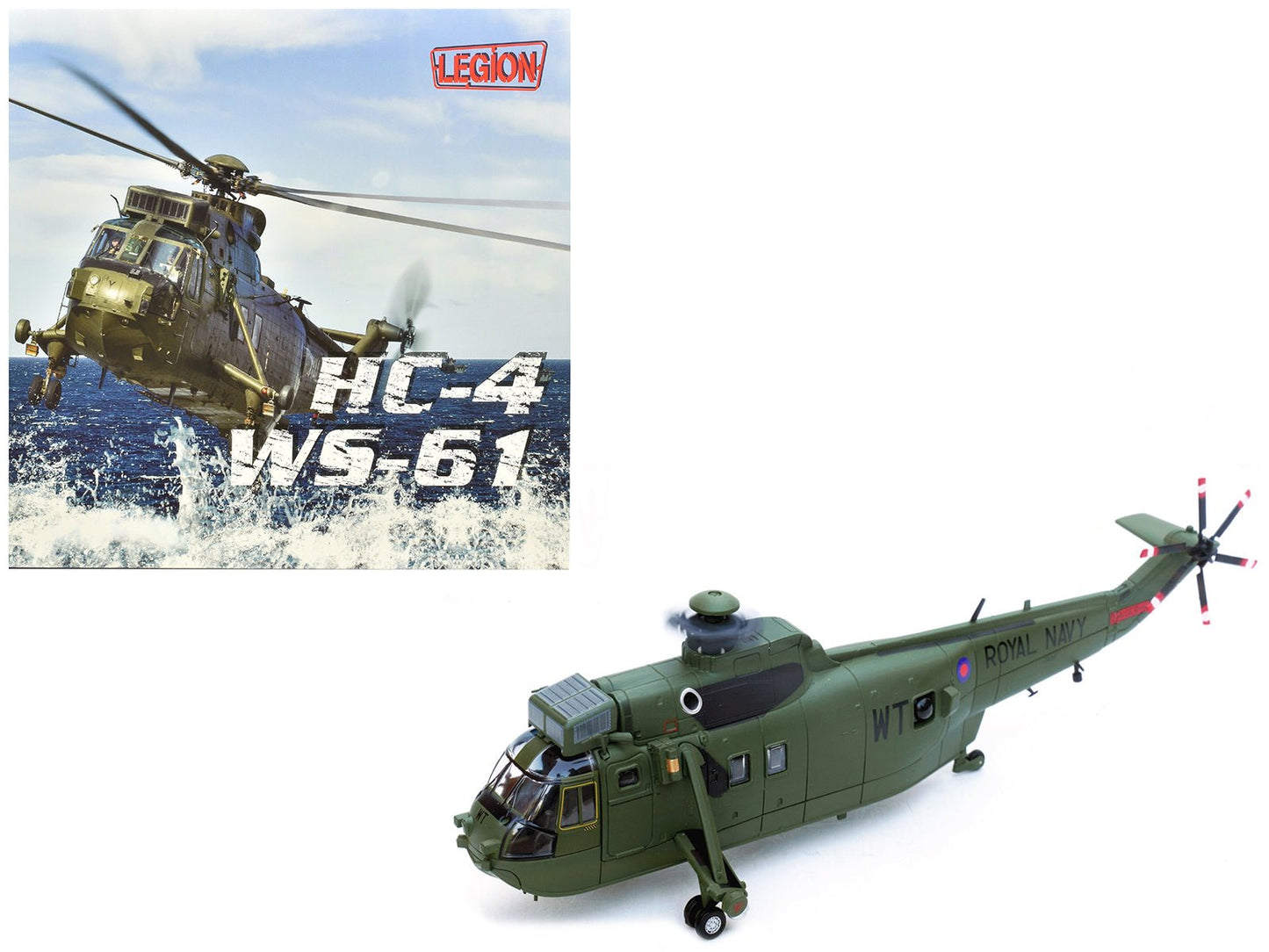 Westland Sea King HC.4 Helicopter "Green Livery 848 Naval Air Squadron Commando Helicopter Force Royal Naval Air Station Yeovilton Somerset" (2009) British Royal Navy 1/72 Diecast Model by Legion free shipping USA