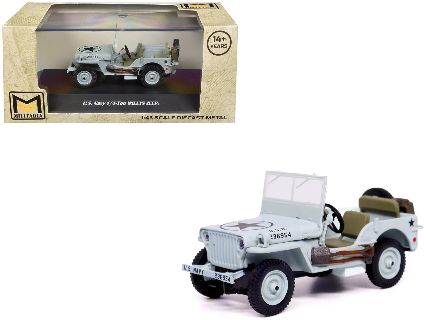 Willys Jeep 1/4-Ton Car Light Blue "United States Navy" 1/43 Diecast Model by Militaria Die Cast free shipping USA