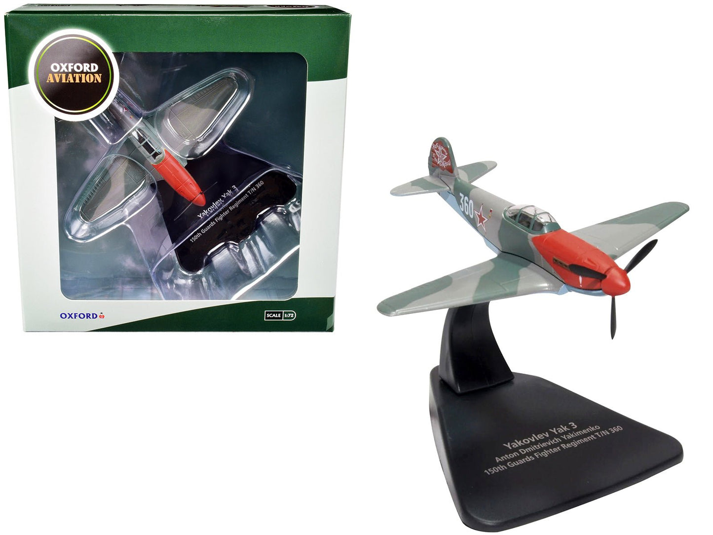 Yakovlev Yak 3 Fighter Aircraft "Anton Dmitrievich Yakimenko 150th Guards Fighter Regiment T/N 360" USSR "Oxford Aviation" Series 1/72 Diecast Model Airplane by Oxford Diecast free shipping USA