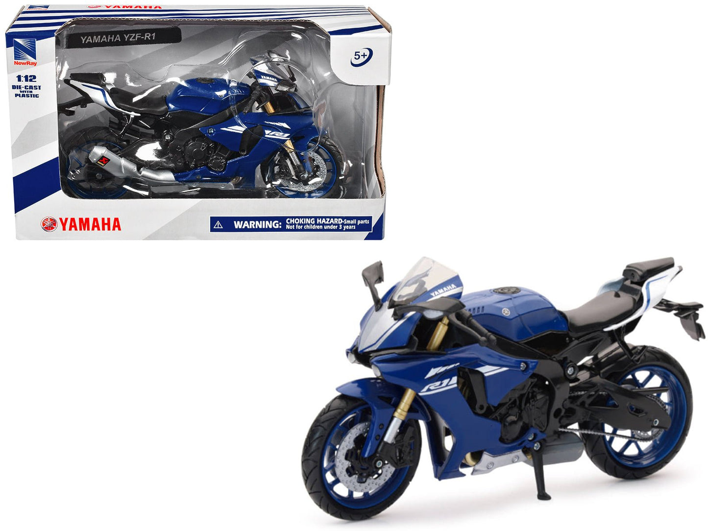 Yamaha YZF-R1 Motorcycle Blue 1/12 Diecast Model by New Ray free shipping USA