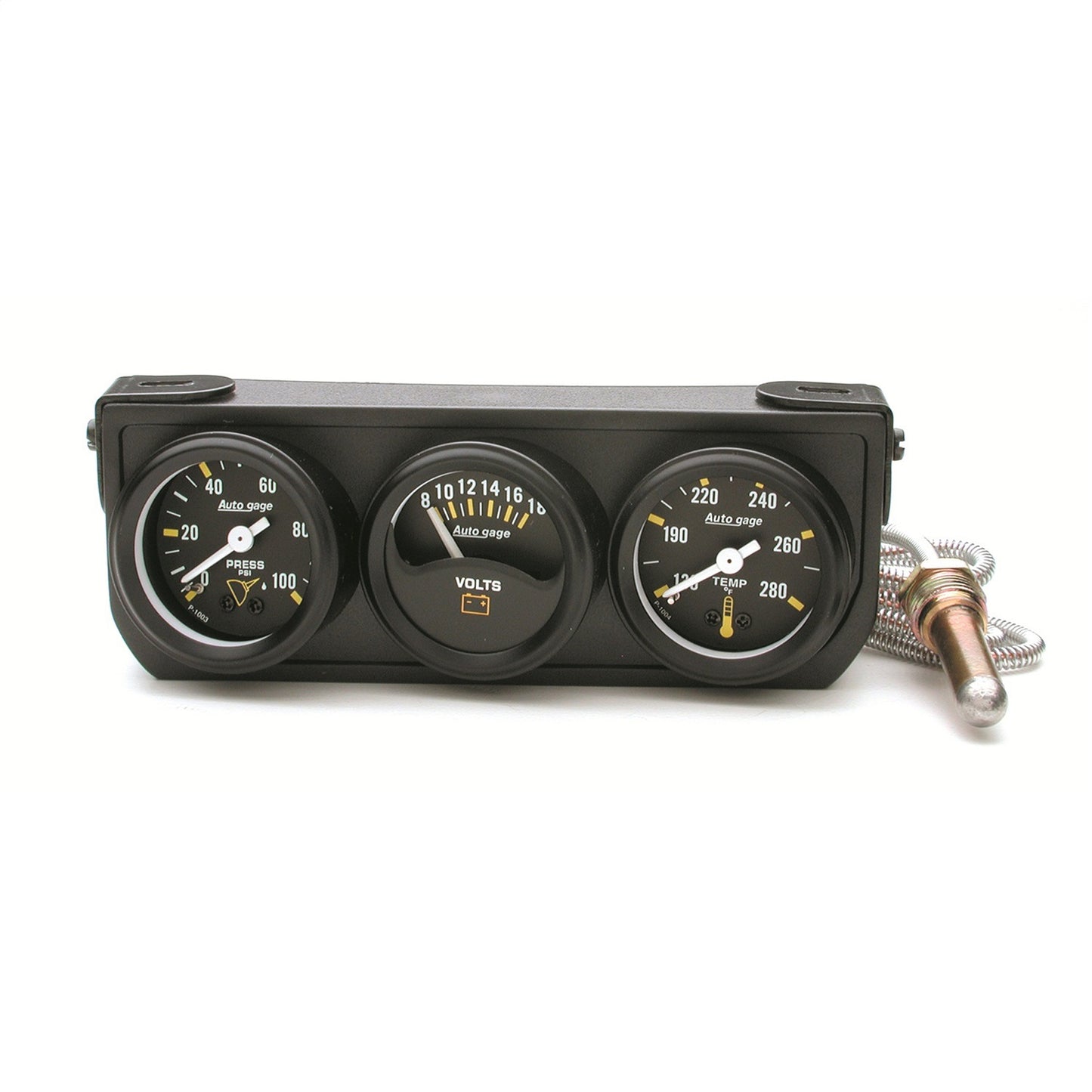GAUGE CONSOLE OILP/WTMP/VOLT 1.5 In. 100 PSI/280 Fahrenheit/18V MECH BLK DIAL BLK BZL AG