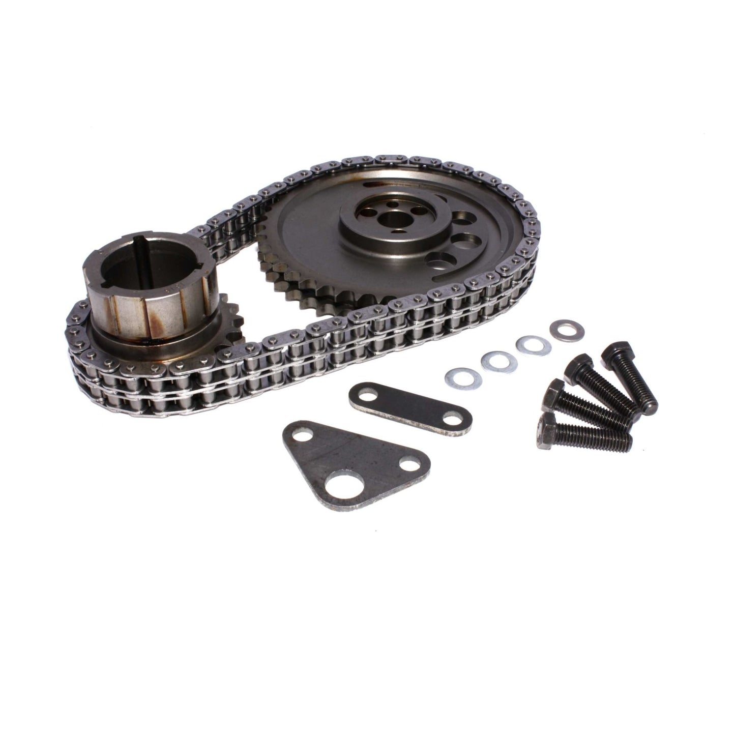 3-Keyway Double Chain Timing Set For 3-Bolt 24X 1 Pole Reluctor GM LS
