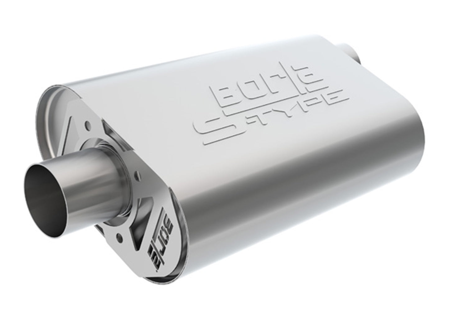 CrateMuffler Muffler Chevrolet LS3 6.2L V8 Stock Output 2.5in Offset Inlet/ 2.5in Center Outlet S-Type
