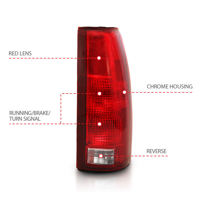 ANZO 1988-1999 Chevy C1500 Taillight Red/Clear Lens w/ Circuit Boardá(OE Replacement) 311300