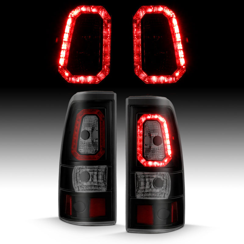 ANZO 2003-2006 Chevy Silverado 1500 LED Taillights Plank Style Black w/Smoke Lens 311328