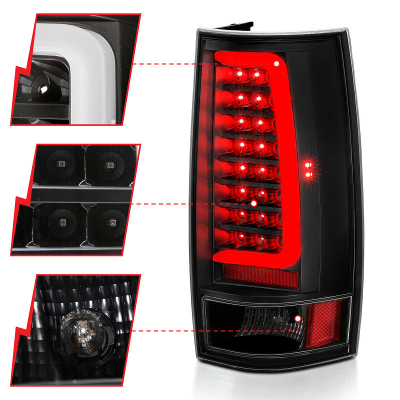 ANZO 2007-2014 Chevy Tahoe LED Taillight Plank Style Black w/Clear Lens 311321