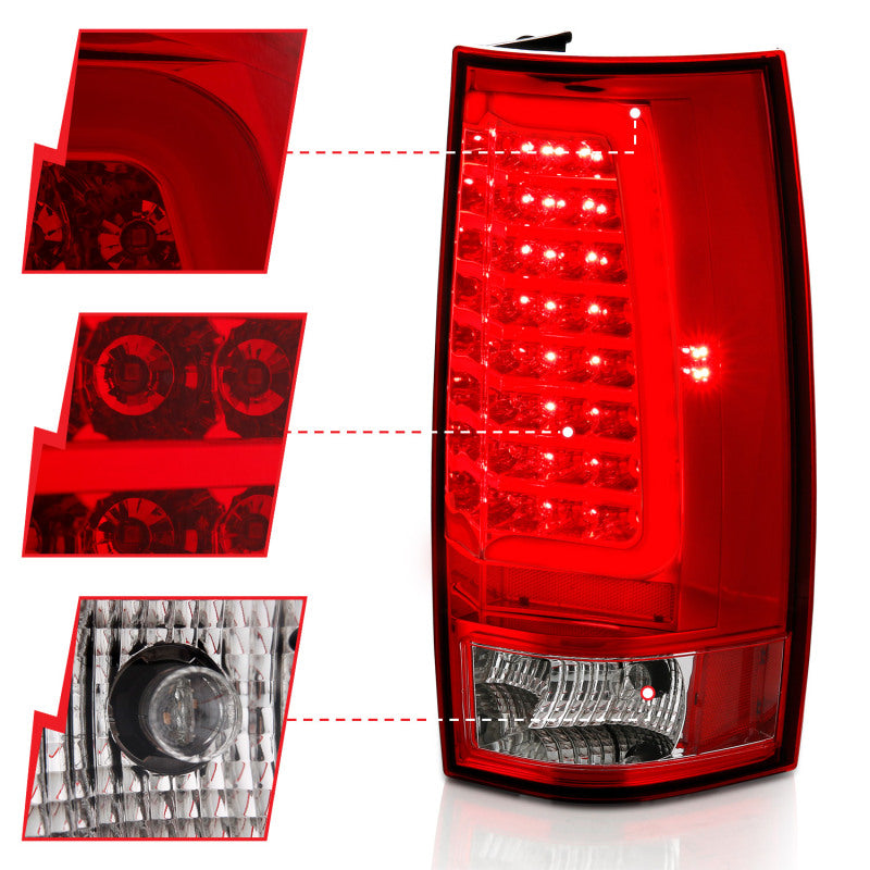 ANZO 2007-2014 Chevy Tahoe LED Taillight Plank Style Chrome With Red/Clear Lens 311323