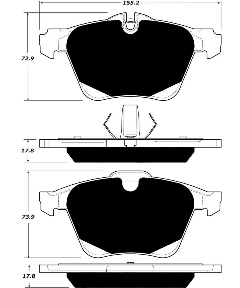 Porterfield Brake Pads for 2014 JAGUAR F-Type 3.0L w/Black Calipers