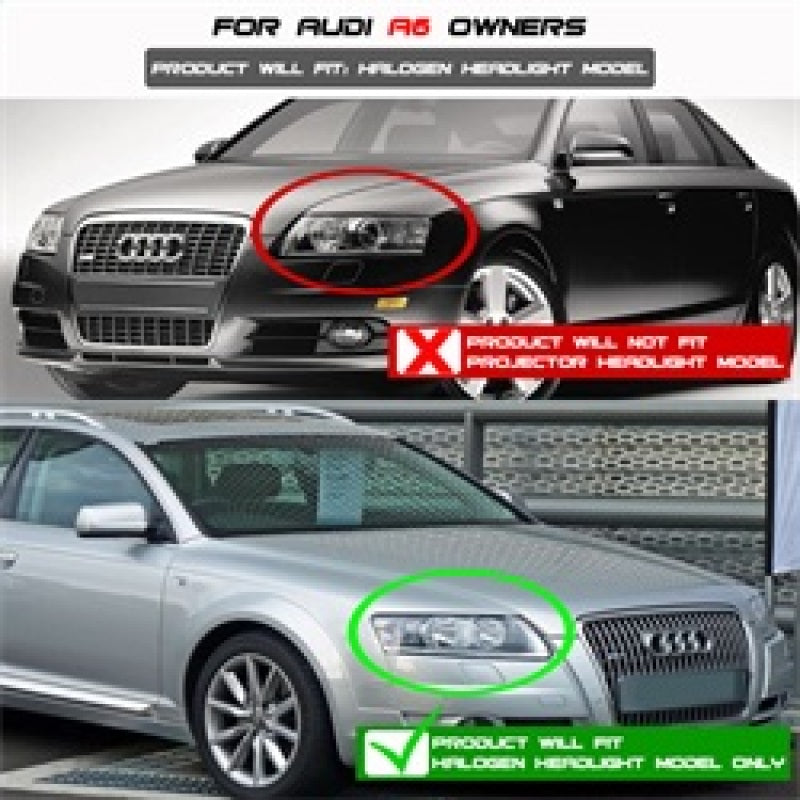 Spyder Audi A6 05-07 Projector Headlights Halogen Model Only - DRL Black PRO-YD-ADA605-DRL-BK 5029416