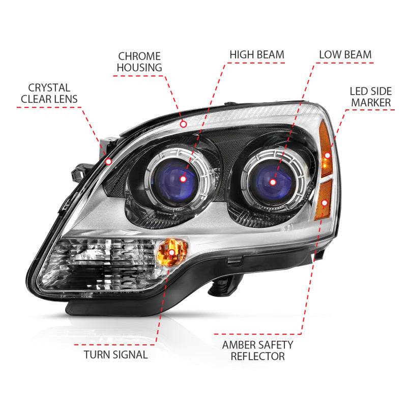 ANZO 2007-2008 Gmc Acadia Crystal Headlight Chrome Amber(OE) 111476