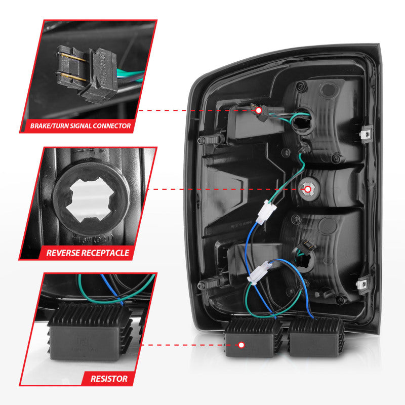 ANZO 15-19 Chevy Silverado 2500HD/3500HD (Factory Halogen Only) LED Tail Lights Smoke w/Clear Lens 311424