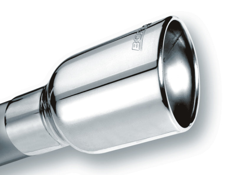 Borla Universal Polished Tip Single Oval Rolled Angle-Cut w/Clamp (inlet 2 1/2in. Outlet 4 1/4 x 3 1 20155