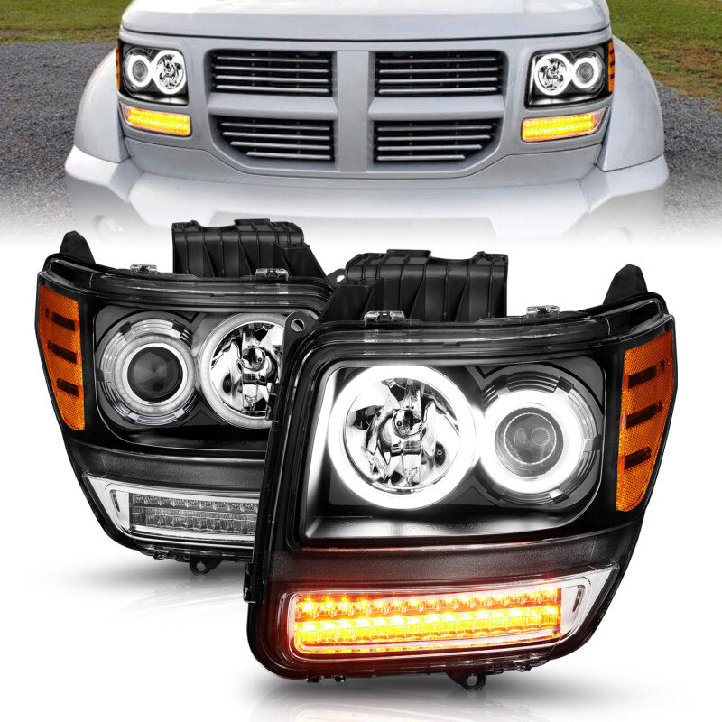 Anzo 2007-2012 Dodge Nitro Projector Headlights w/ Halo Black (CCFL) G2