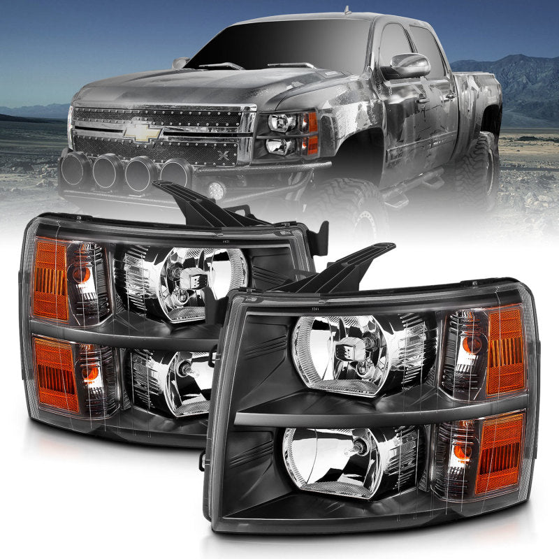 Anzo Chevy Silverado 07-13 Crystal Headlight Black Amber