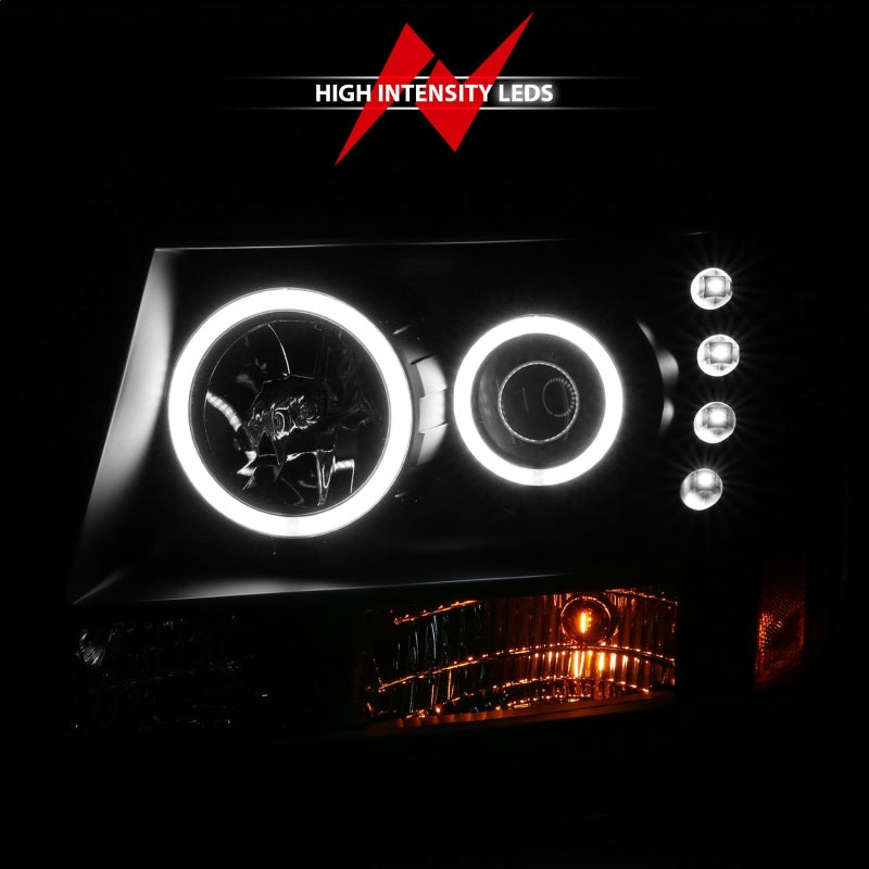 Anzo 2007-2013 Chevrolet Avalanche Projector Headlights w/ Halo Black(CCFL)