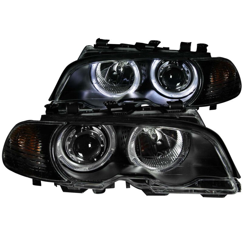 Anzo 2000-2003 BMW 3 Series E46 Projector Headlights w/ Halo Black