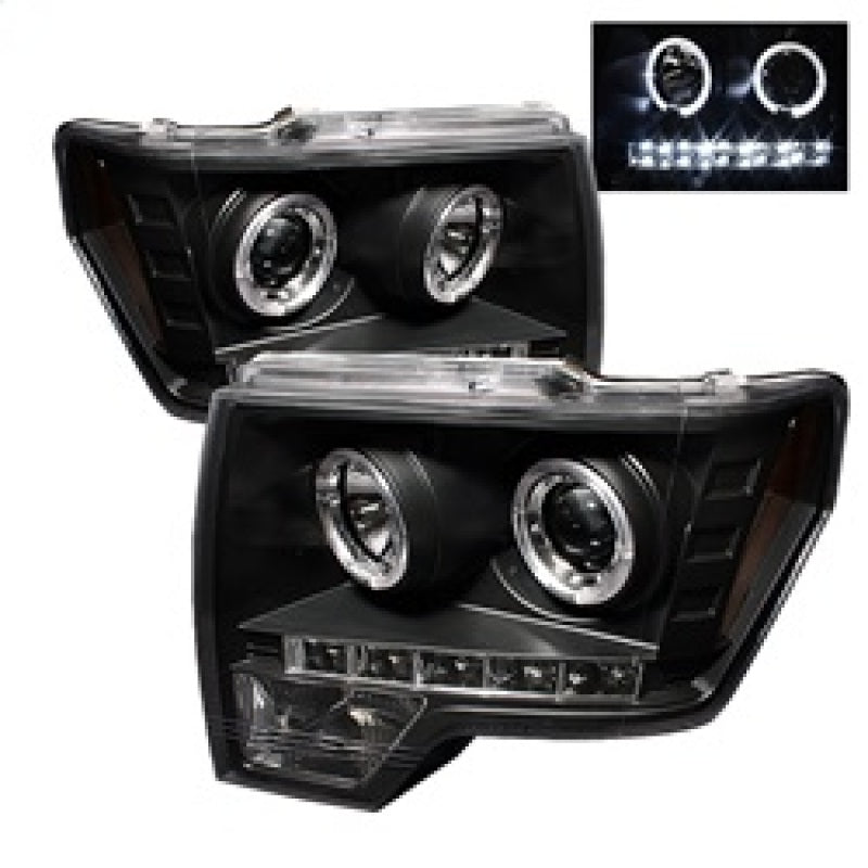 Spyder Ford F150 09-14 Projector Headlights Halogen Model- LED Halo LED Blk PRO-YD-FF15009-HL-BK 5010230
