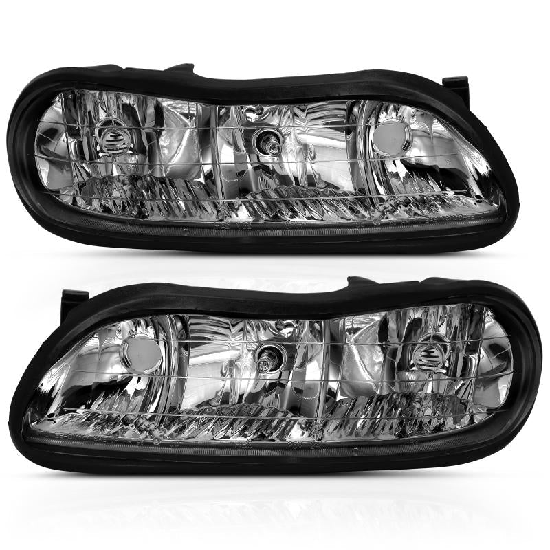 ANZO 1997-2003 Chevy Malibu Crystal Headlight Black Amber 121533