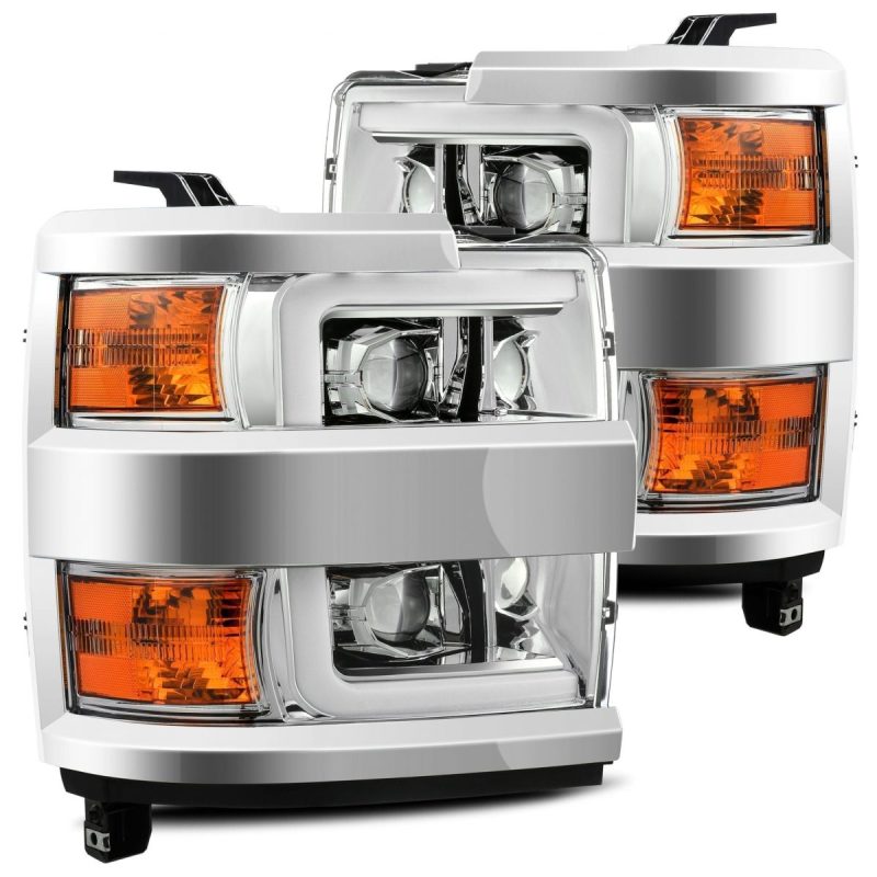 AlphaRex 15-19 Chevy Silverado 2500HD PRO-Series Headlight Plank Chrome w/Activ Light/Seq Signal/DRL 880225 *Discontinued