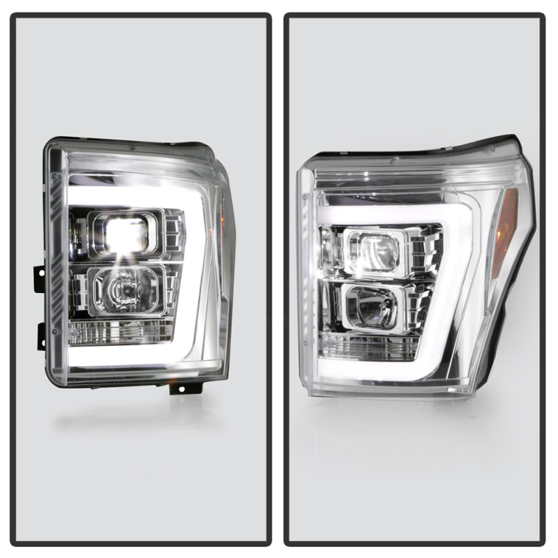 Spyder Ford F250/350/450 11-16 V2 High-Power LED Headlights-White Light Bar-Chrome PRO-YD-FS11V2PL-C 5087881