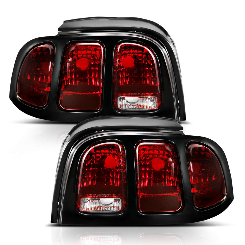 ANZO 1994-1998 Ford Mustang Taillight Dark Red Lens (OE Style) 321350