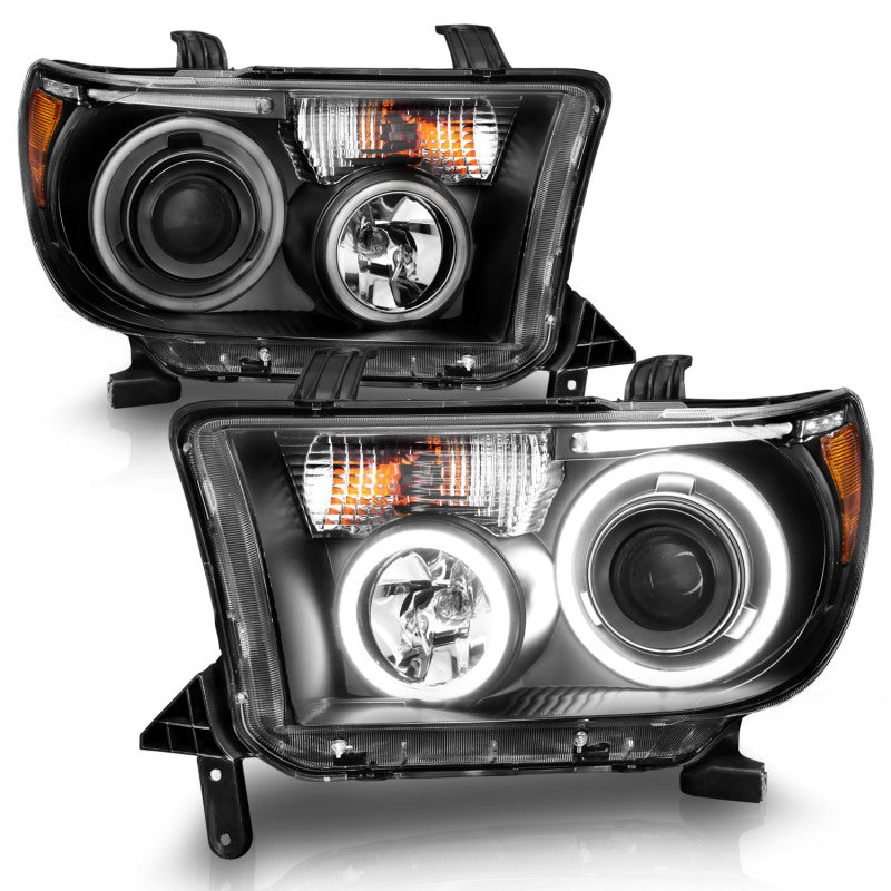 Anzo 2007-2013 Toyota Tundra Projector Headlights w/ Halo Black (CCFL)