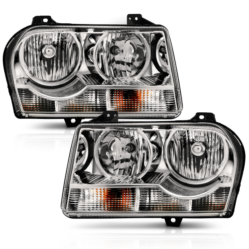 ANZO 2005-2010 Chrysler 300 Crystal Headlight Chrome Amber 121529